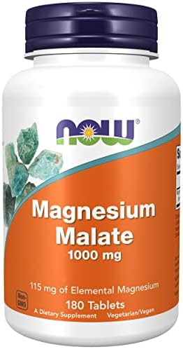 Now Foods, Malato de Magnesio, 1.000mg, 180 Tabletas veganas, Pro...