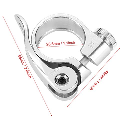 Vbest life Road Bike Seatpost Clamp Aluminum Alloy Mountain Terrain Bicycle Quick Release Seat Post Clamp 25.4/28.6 Seatpost Clamp (Silver) - Image 2