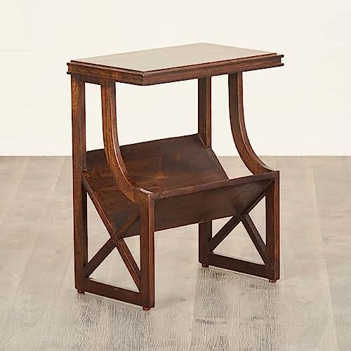 Image of LATIVA END Table for Living Room and Bedroom | Premium Design Rectangular Side Table for Home & Kitchen| Brown Finish, Mango Wood | Ideal for Home Decor