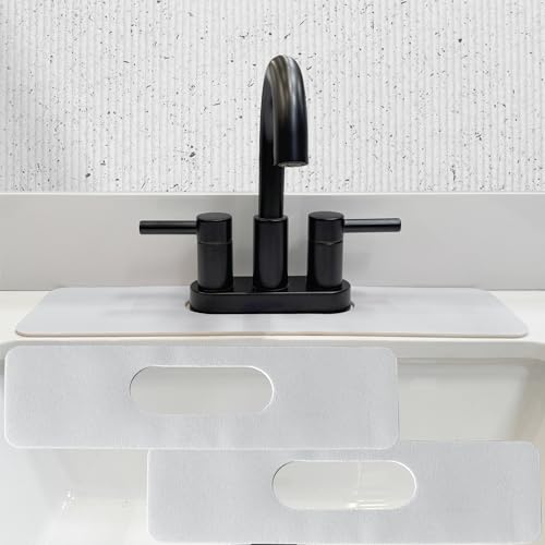 Faucet Mat Bathroom Sink Oval-Hole : AHA HOMEWARE Diatomite Rubber Bathroom Sink Splash Guard Oval Hole 2 Packs (Light Gray)