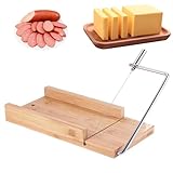 Tablero de Cortador de Queso, Cortadora de Queso de Madera Ajustable con Cuchilla de Acero Inoxidable Escala de Tamaño Preciso, Fácil de Reemplazar y Limpiar, Para Queso, Queso, Mantequilla, Frutas
