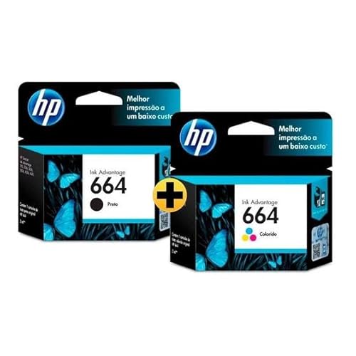 Kit Cartucho de Tinta 664 Preto e Colorido para Impressora, Conjunto de 2, combo, black, color, tric