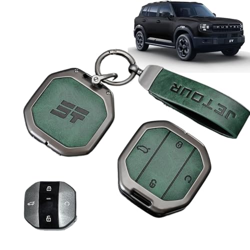 Zuooiec Alloy Key Cover for Jetour T1 T2 2025-2026 | Durable Anti-Fall & Wear-Resistant Key Protector Case | Car Keychain Accessory Compatible with Jetour T1 Traveller Keys (Green)