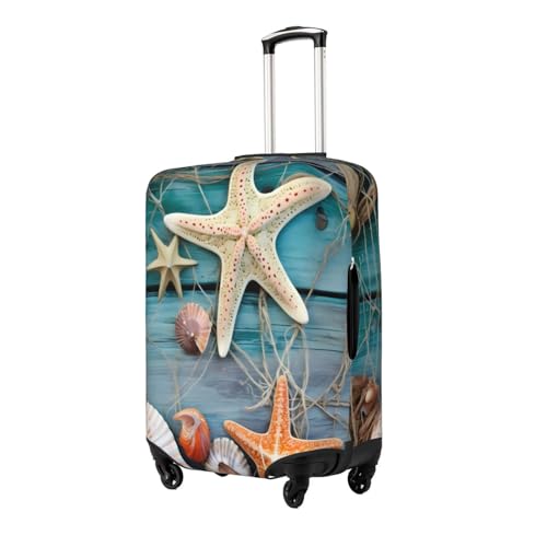 Seashell Beach Starfish Summer Travel Luggage Cover Fits 25"-28" Luggage, Washable Elastic Suitcase Covers for Work Outdoor2