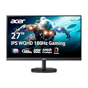acer Nitro 27″ WQHD 2560 x 1440 IPS Gaming Monitor | AMD FreeSync | Up to 180Hz Refresh | Up to 0.5ms | DCI-P3 95% | HDR 10 Support | 1 x Display Port 1.2 & 2 x HDMI 2.0 | KG271U N3bmiipx