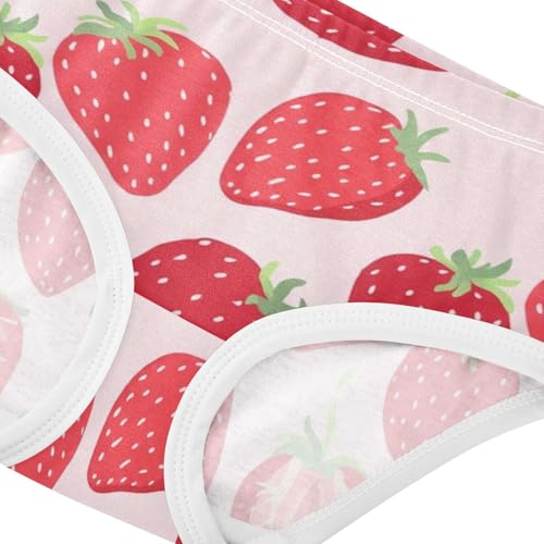Red Strawberries Light Pink Little Girl Panties Girls Underwear Toddlers Cotton Durable Briefs Girls Undies 2t4