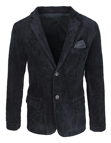 Evoga Chaqueta de hombre de terciopelo Slim Fit Blazer de invierno elegante casual, Negro , 4XL