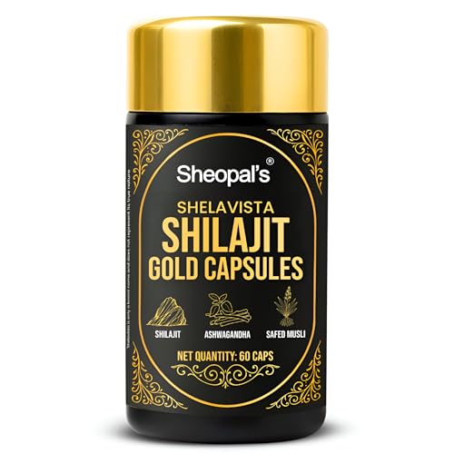 Image of Sheopals Shelavista Shilajit /Shilajeet Gold 60 Capsules | For Stamina, Muscle Growth & Energy | Ashwagandha, Gokshura, Safed Musali With Other Action Herbs | 100% Ayurvedic
