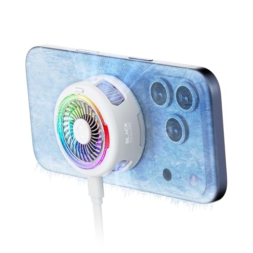 Black Shark FunCooler 6 Magnetic Phone Cooler für Gaming Tragbarer Handy Kühler mit RGB-Beleuchtung Per App Steuerba Handy-Kühlventilator für iPhone Magnetischer Series/iPad (Weiß)