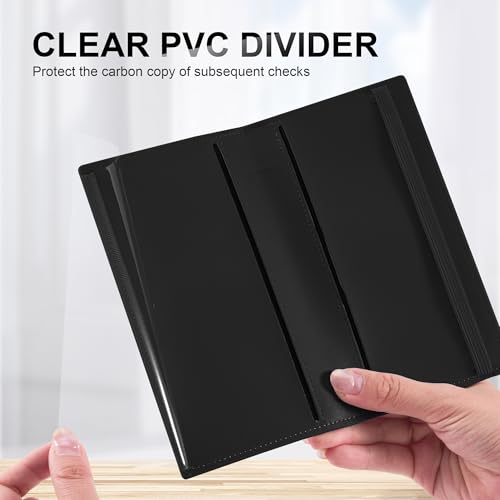 Image of CASMONAL Checkbook Covers for Personal Checkbook Holder RFID Premium Vegan Leather Checkbook Cover for Duplicate Checks