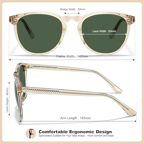CARFIA Acetate Polarized Sunglasses for Women Trendy Retro Sun Glasses Gray Gradient Lenses — view 5