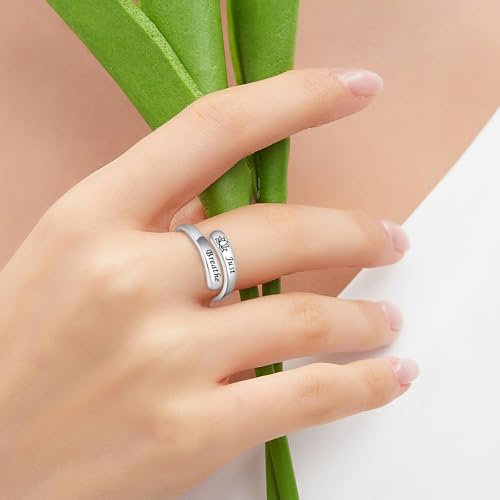 BEILIN Just Breathe Rings for Women 925 Sterling Silver Adjustable Promise Ring Inspirational Jewelry Gifts3