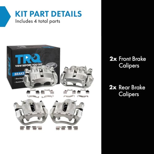 Image of TRQ Front and Rear Brake Caliper Set Zinc Coated Brackets Hardware Compatible with 2014-2020 Ram ProMaster 1500 2014-2020 ProMaster 2500 3500