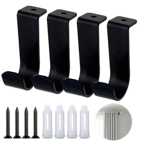 Astralong 4 Stück Deckenhalterung Gardinenstange, Gardinenstange Halterung, für 2,5-cm-Stangen, Metall Gardinenstangenhalter für Wohnzimmer Schlafzimmer