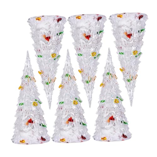 jojofuny 6pcs Christmas Tree Christmas Table Centerpiece Dining Table Decor Dining Room Table Decor Christmas Decorative Night Lights Color Changing Desk Top Decor Bedside Lamp Led Acrylic