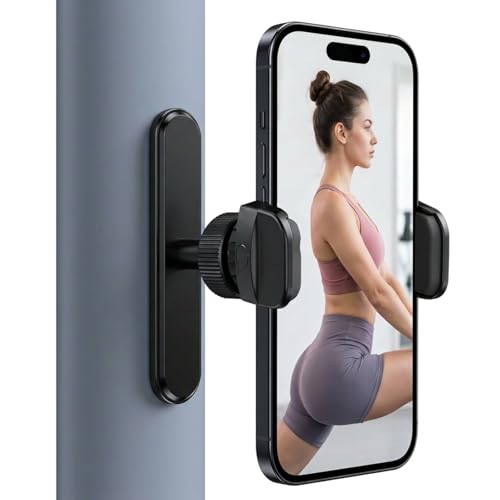 Havlock Magnetic Gym Phones Holder 360Adjustable Magnet Phone Mount Portable Golf Car Magnetic Phone Holder Alloy Base for Metal Surface Compatible with 4-6.7 Smartphones Black