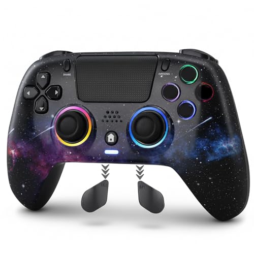 Design Ergonomico: Questo gamepad presenta l'impugnatura antiscivolo con superficie strutturata. La forma è veramente ergonomica, il che lo rende molto comodo da tenere in mano. I joystick analogici e i pulsanti di attivazione migliorati conferiscono al controller un'eccellente precisione. Quando si utilizza il controller per la prima volta o dopo averlo resettato, collegarlo con un cavo USB. La connessione Bluetooth può essere utilizzata in seguito.