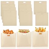 PEASUG Toaster Bags 10 Pack, 3 Sizes Toaster Bags Reusable, Heat Resistant Non-Stick, Washable Toaster Sleeves Compatible with Toaster Microwave, Great for Grill Cheese Sandwich Toast Panini Snacks