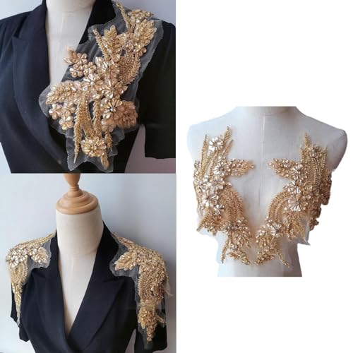 Patchs à coudre en strass et dentelle brodée pour customiser vos robes de soirée uniques - 3