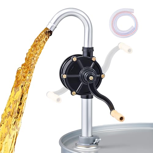 Orion Motor Tech 55 Gallon Drum Pump, Hand Crank Fuel Transfer Pump for 15 to 55 Gallon Drums, Heavy Duty Aluminum Alloy Barrel Pump with 39.4