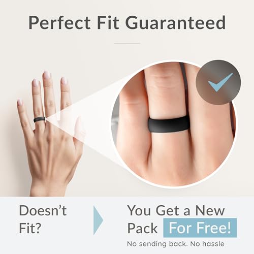 ThunderFit Women's Silicone Wedding Rings, Rubber Engagement Bands 6mm Wide 2mm Thick - 1/4/6/8/9/12 Variety Multipack2