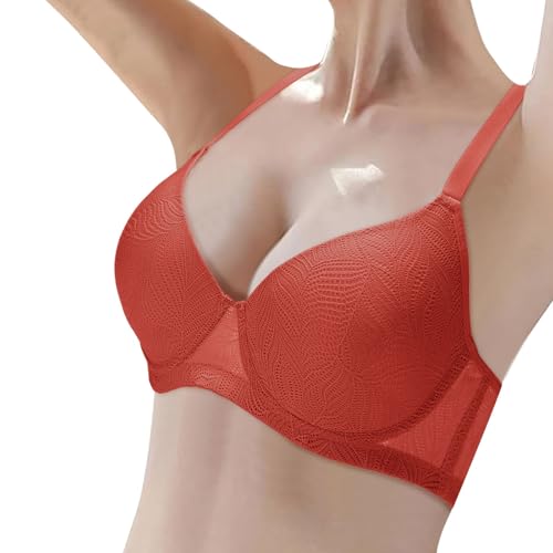 Womens Soft Support Bras Mesh Comfortable Seamless Wireless Back Fat Smoothing Bra with Lift Padded Push Up No Underwire (RD2, 75B) for Casual & Office Wear