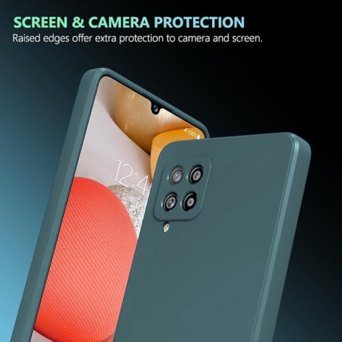 Image of DIZORO Liquid Silicone Case with Microfiber Coushioning Compatible for Samsung Galaxy A12 /M12 /F12 Shockproof Slim Back Cover, Gel Rubber Full Body Protection - Forest Green