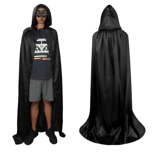 Chanseen Black Cape Long Cloak with Hood Full...