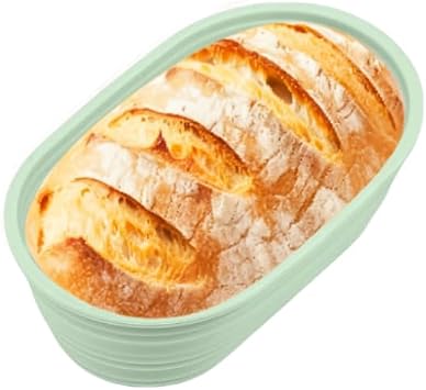 Banneton Bread Proofing Baskets,Silicone Sourdough Bread Baking Supplies, Bread Proofing Baskets for Sourdough, 10" Oval Collapsible Sourdough Baking Basket Green