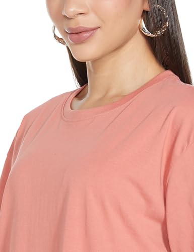 Image of JUNEBERRY Pure Cotton Drop Shoulder Oversized Baggy Fit Half Sleeve Plain Solid Round Neck Multicolor T-Shirt for Women & Girls (Pack of 2) (Sizes S-2XL)