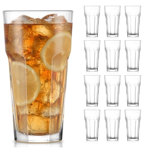 Libbey Gibraltar DuraTuff Iced Tea Glasses Set of 12, 22 Oz Durable Restaurant Style Drinking Glass Cups, Drinkware Set for Family Gatherings, Parties