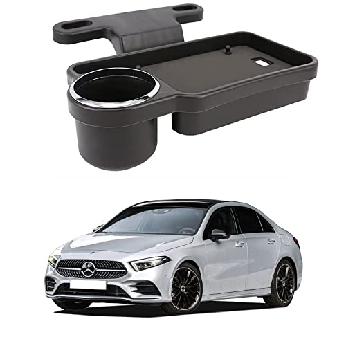 Image of Oshotto (FT-04) Foldable Car Auto Headrest Rear Back Seat Table Drink Food Cup Tray Holder Compatible with Mercedes Benz A-Class - Black