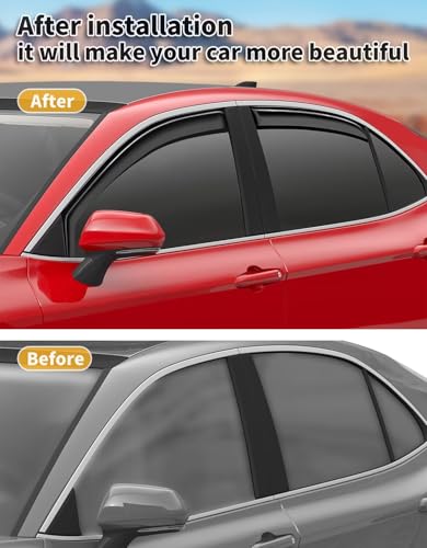Image of in-Channel Window Visors Rain Guards for Toyota Camry 2018-2024 | Extra-Thick,Extra Durable,Window Deflectors,Vent Visors,Vent Shades,Car Accessories,Polycarbonate (PC)
