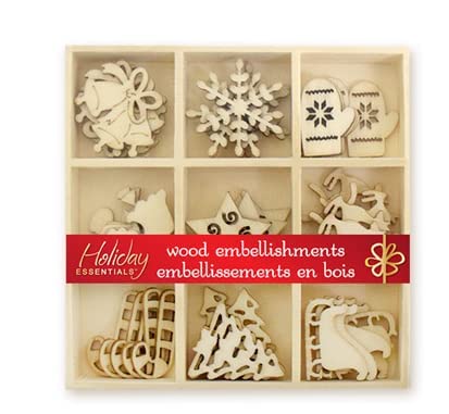 Mini Laser Cuts Wood Shapes - Snowflake, Candy Cane, Star,