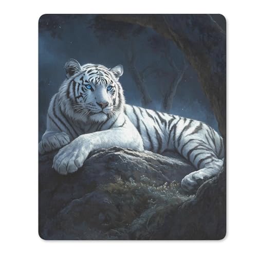 Alfombrilla De Raton Tigre Blanco con Ojos Azules Mouse Pad Portátil Alfombrillas con Base De Goma Alfombrillas Cuadradada para Computadora Oficina Pc S