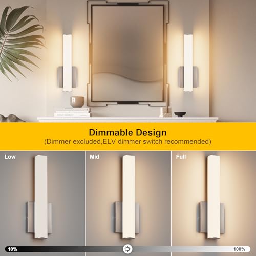 Aoceley 15.7 Inches Modern Bathroom Led Wall Sconces,18W 3000K Hardwired Wall Light with White Acrylic Lampshade,Indoor Bathroom Vanity Light for Mirror Bedroom Living Room Hallway(Nickel,2Pack) by Aoceley - Used condition - Image 2