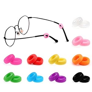 10 Paires Lunettes Rondes en Silicone à Manches Antidérapantes, Coussinets d’oreilles pour Lunettes, Crochets d’oreilles pour Lunettes, Adaptés aux Enfants, Adultes, Lunettes de Soleil (10 Couleurs)