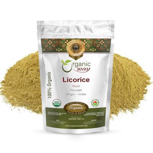 Organic Way Licorice Root Powder (Glycyrrhiza Glabra) - Herbal Tea | Kosher & USDA Certified | Vegan Non-GMO & Gluten Free | Tested for Heavy Metal and Purity | 100% Raw from India | 1LB / 16Oz