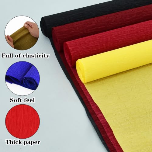 Image of BEISHIDA Red Yellow Black Crepe Paper Roll, 4 Rolls Crepe Paper Sheet