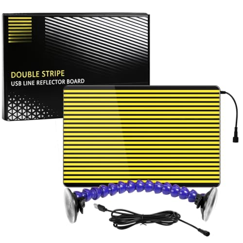 Image of LadyRosian Paintless Dent Repair Tools LED Stripe Line Board Double Stripe USB Line Reflector Board with Adjustable Holder for Car Body dent Removal Testing Tool