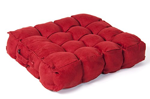 Image of Lancashire Textile Faux Suede Terracotta Red Armchair Booster Cushion Seat Rise Support with 13 Cm Thick Lift - Hollowfibre Filled Seat Cushion - Comfort Using on Dining Chairs, Car seats, and Arm Chairs - Slight Seconds