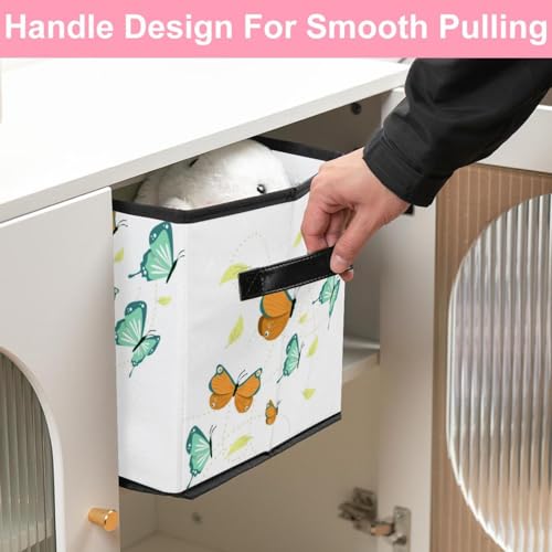 Cube de rangement pliable imprimé papillons avec poignées de transport solides - 7
