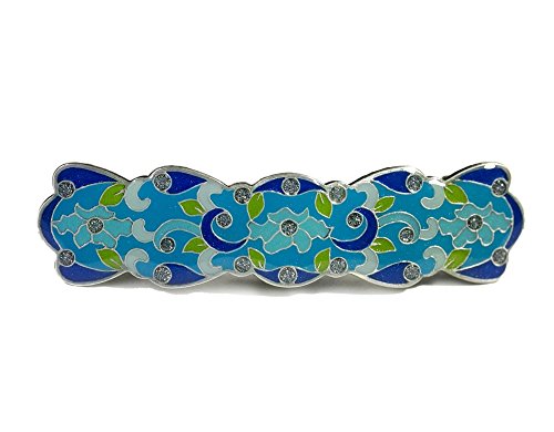 Sujetapelos artesanal Elitt Bijoux plata óxido azul claro 81x21mm