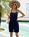 LOMON Womens Summer Tops 2025 Fashion Casual Dressy Romper Strap Adjustable Short Cute Overalls with Pockets(Navy Blue,S)
