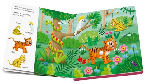 Ravensburger Play+ Shh… Who’s there? Jungle Animals (My First Seek and Find Sound Book), Baby book 12+ months: Search and find