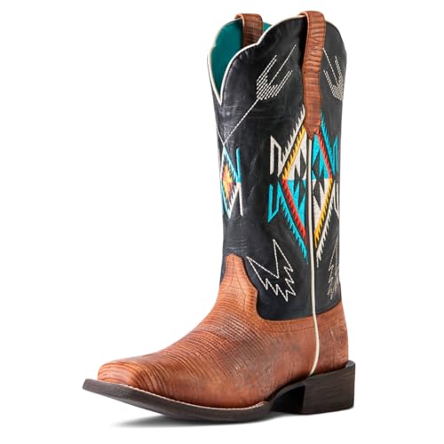ARIAT ARIAT BMVY9 Womens Frontier Chimayo Western Boot Kona Brown/Ancient Black Print 9.5