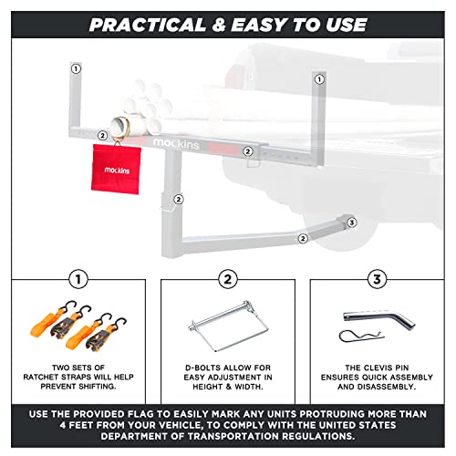 Mockins 2in1 Design 750lb Cap. Truck Bed Extender Hitch Mount