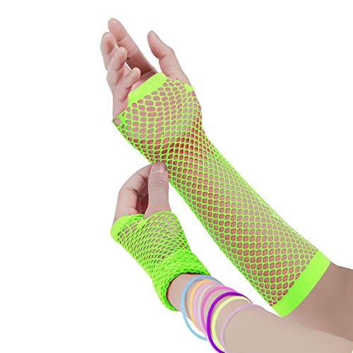 Onupgo 80S Costume For Women, 80S Accessories Fancy Dress Neon Headband Earrings Fishnet Gloves Necklace For 80S Retro Party #TOP2