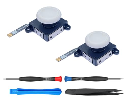 ElecGear Lot de 2 bâtons TMR de rechange pour Switch Joy-Con, TMR Hall Control Stick pour Switch LCD, OLED et Lite, pas besoin de mèche à dessouder (blanc)