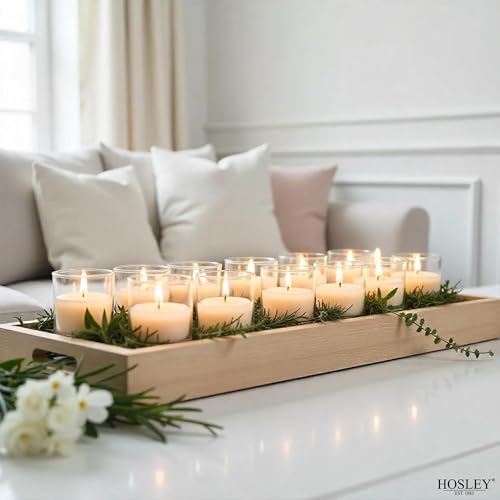 Image of Hosley's 96 Pack of Ivory Unscented Clear Glass Filled Votive Candles